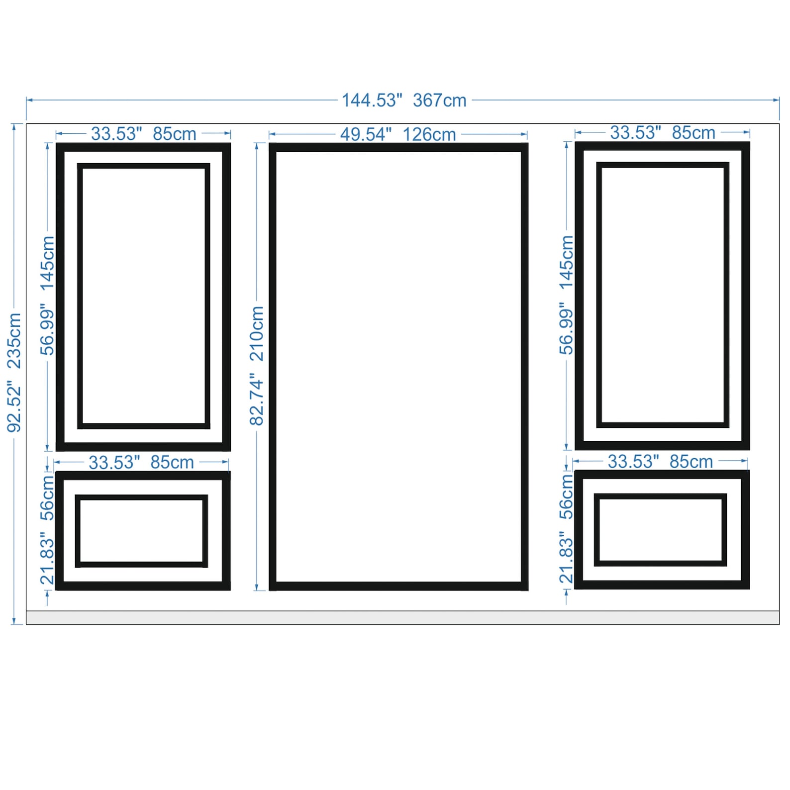 Peel and Stick Wall Trim Kits - 3 Upper Nested and 2 Bottom Nested Fra –  Showy Deco